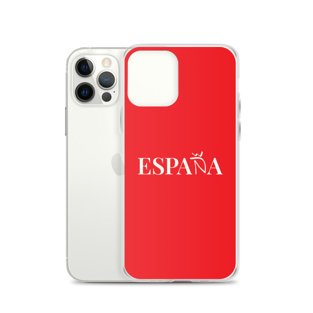 Carcasa transparente iPhone ESPAÑA de color rojo