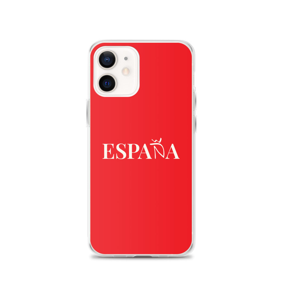 Carcasa transparente iPhone ESPAÑA de color rojo