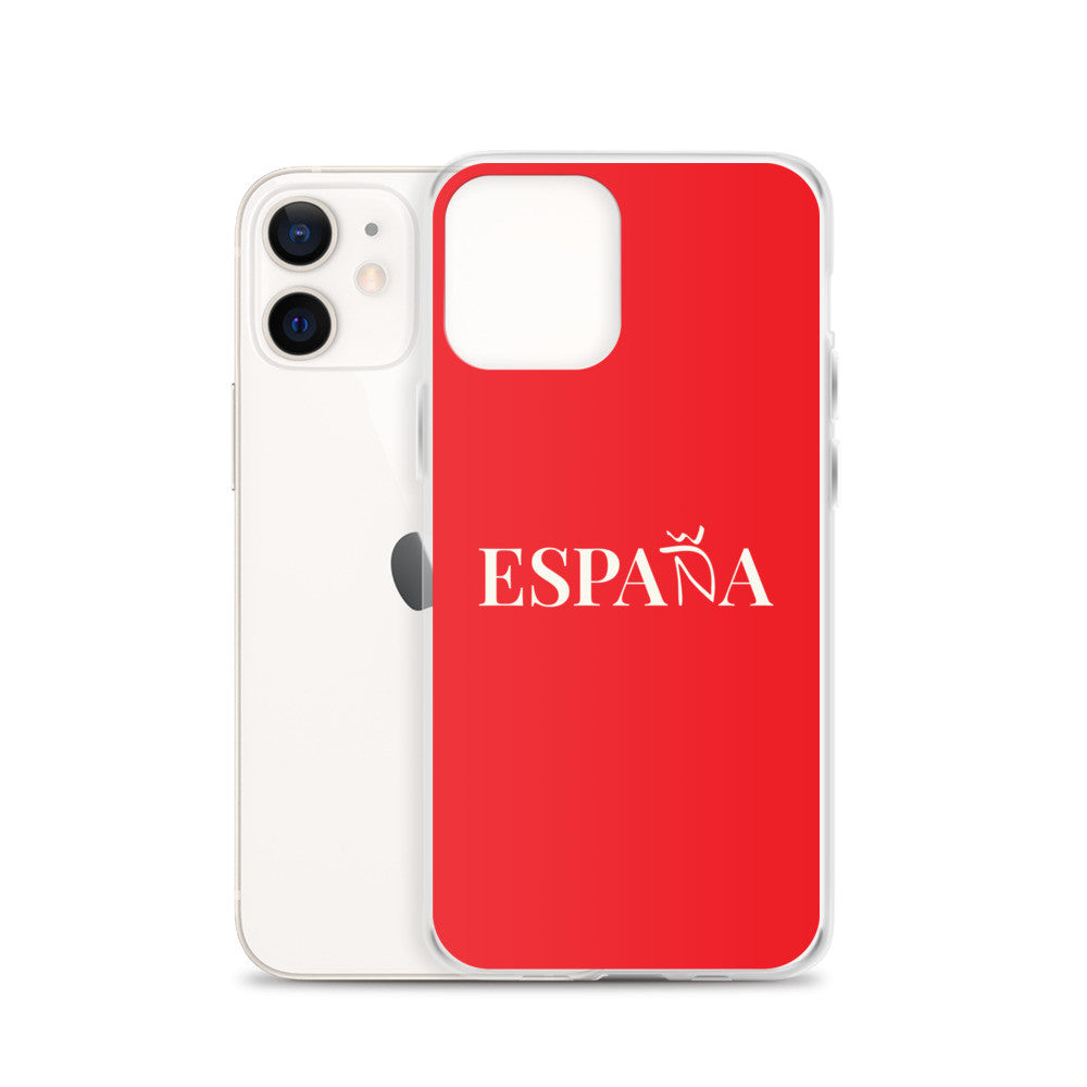Carcasa transparente iPhone ESPAÑA de color rojo