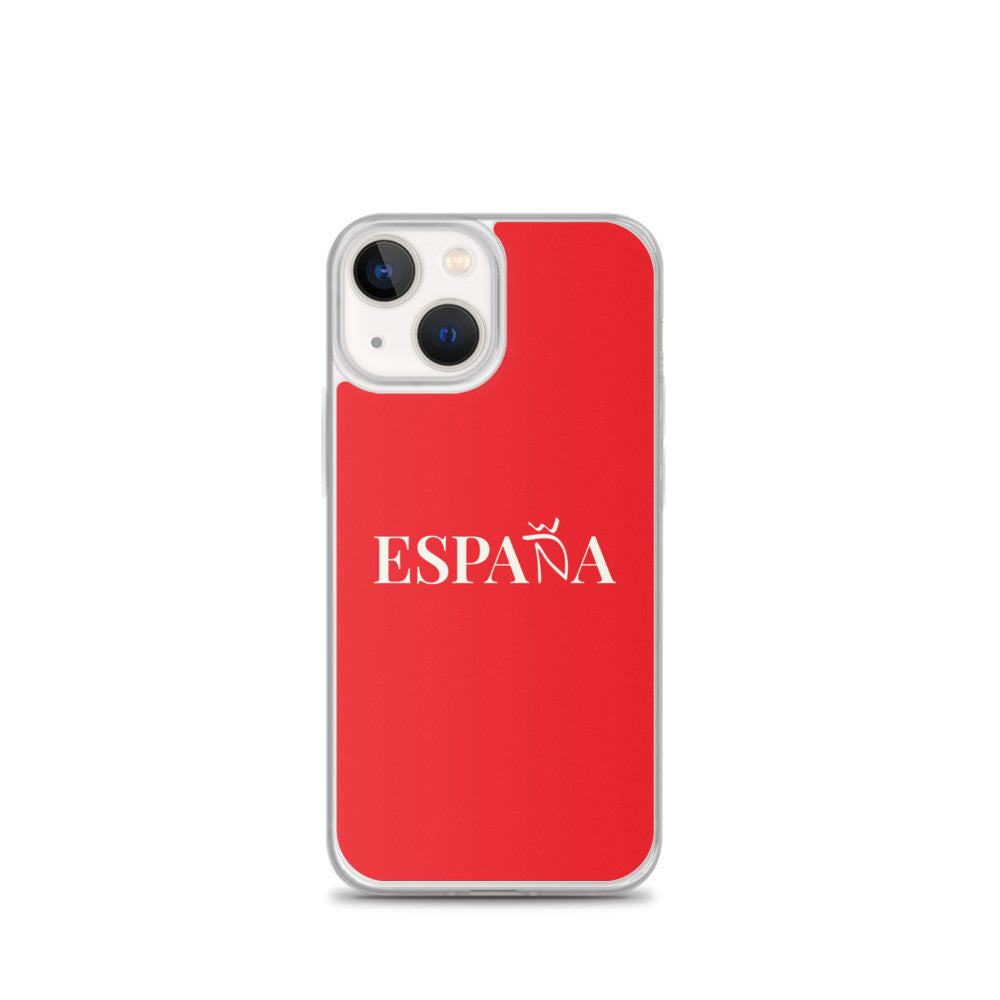 Carcasa transparente iPhone ESPAÑA de color rojo