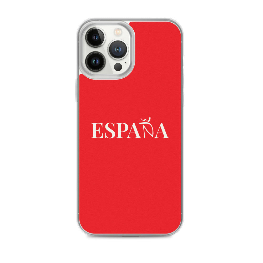Carcasa transparente iPhone ESPAÑA de color rojo