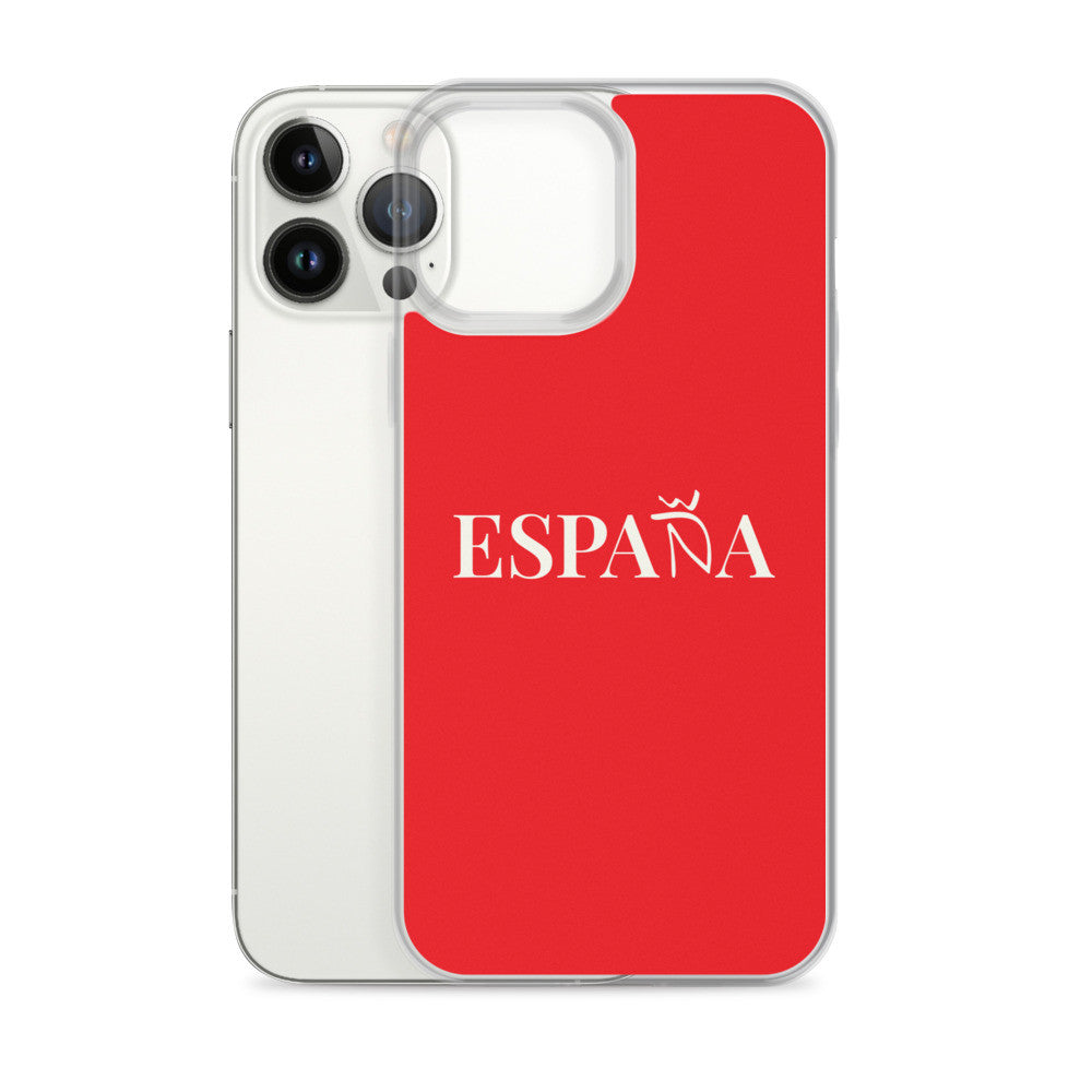 Carcasa transparente iPhone ESPAÑA de color rojo