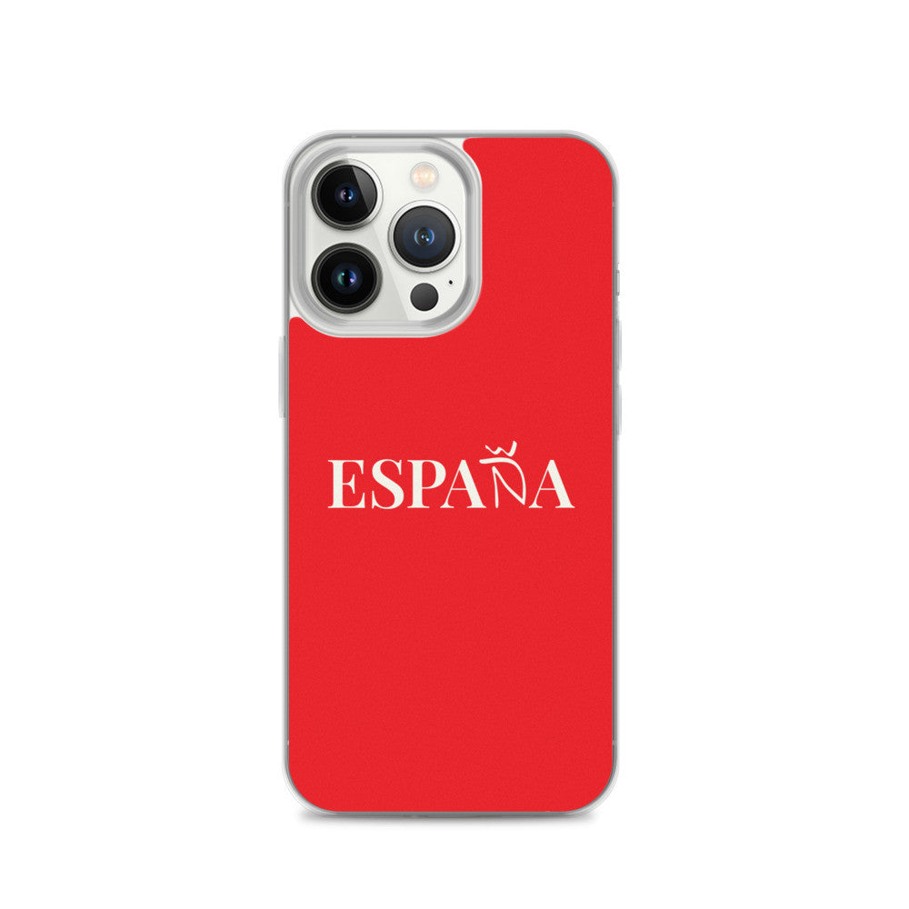 Carcasa transparente iPhone ESPAÑA de color rojo