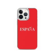 Carcasa transparente iPhone ESPAÑA de color rojo
