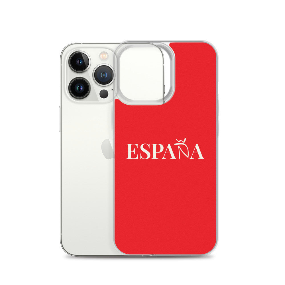 Carcasa transparente iPhone ESPAÑA de color rojo
