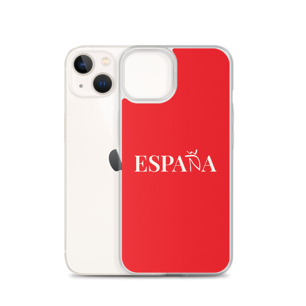 Carcasa transparente iPhone ESPAÑA de color rojo