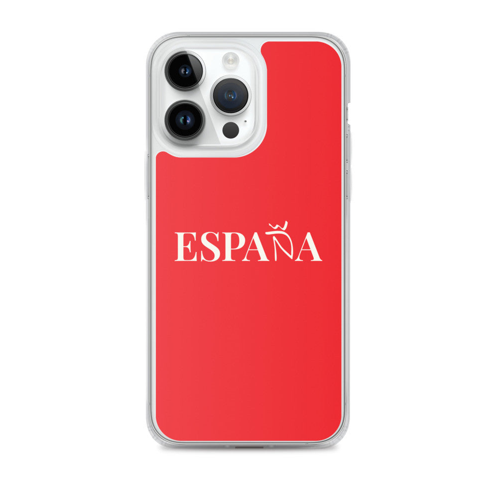 Carcasa transparente iPhone ESPAÑA de color rojo