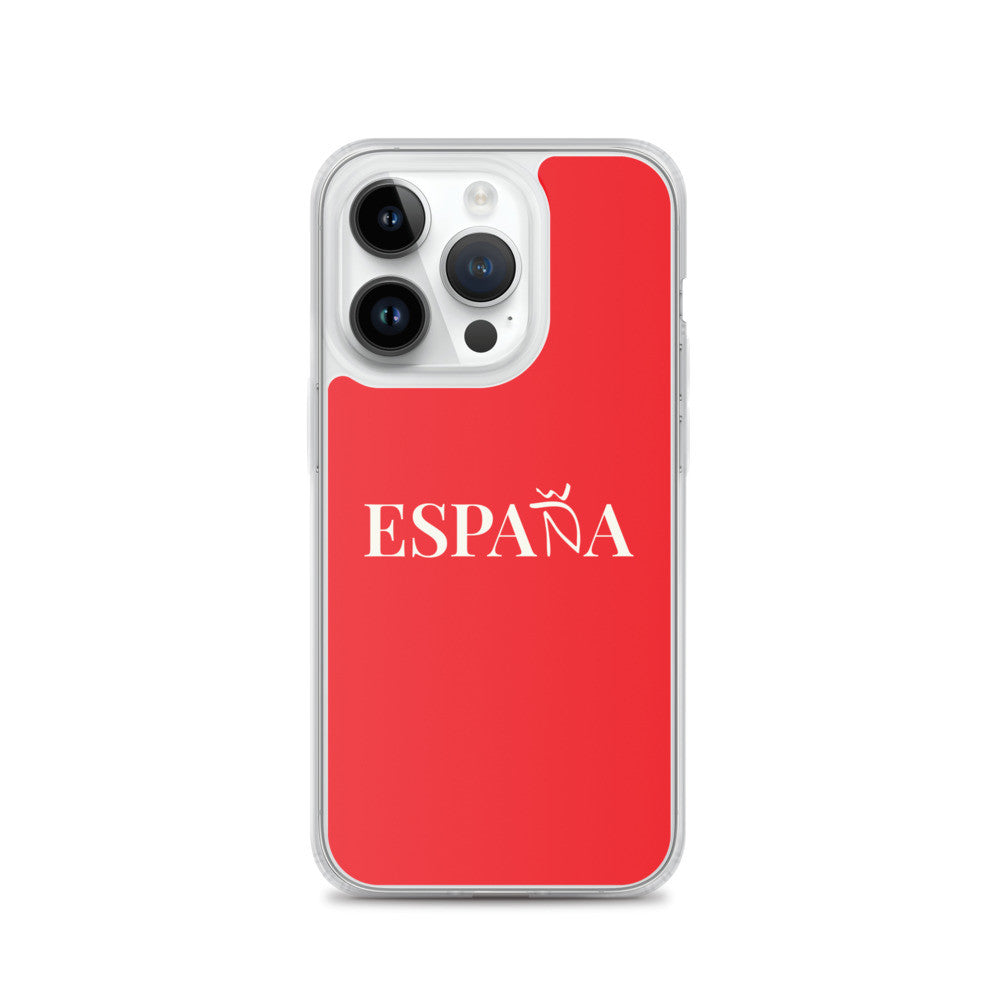 Carcasa transparente iPhone ESPAÑA de color rojo