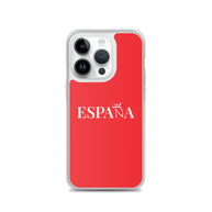 Carcasa transparente iPhone ESPAÑA de color rojo