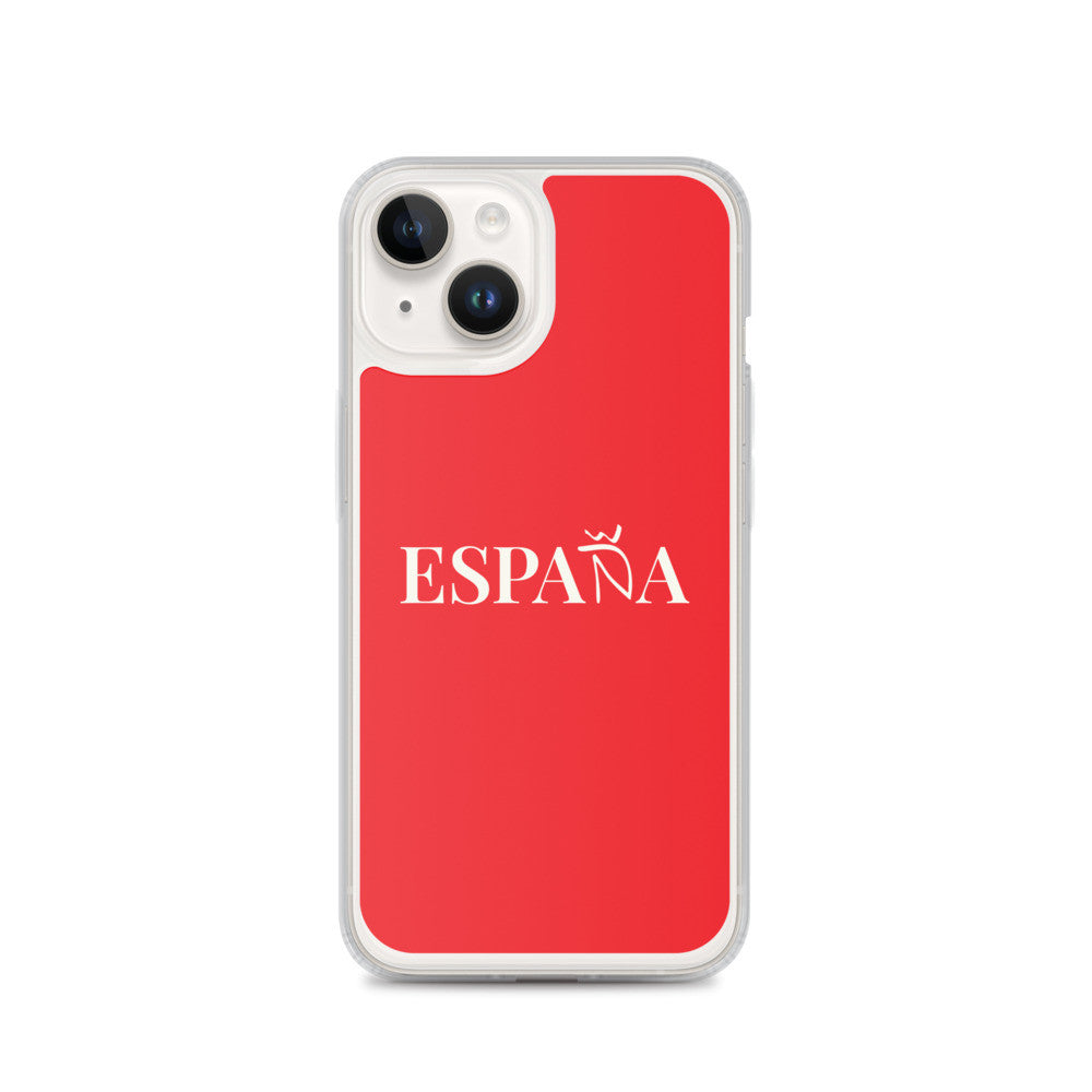 Carcasa transparente iPhone ESPAÑA de color rojo
