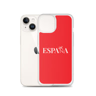 Carcasa transparente iPhone ESPAÑA de color rojo