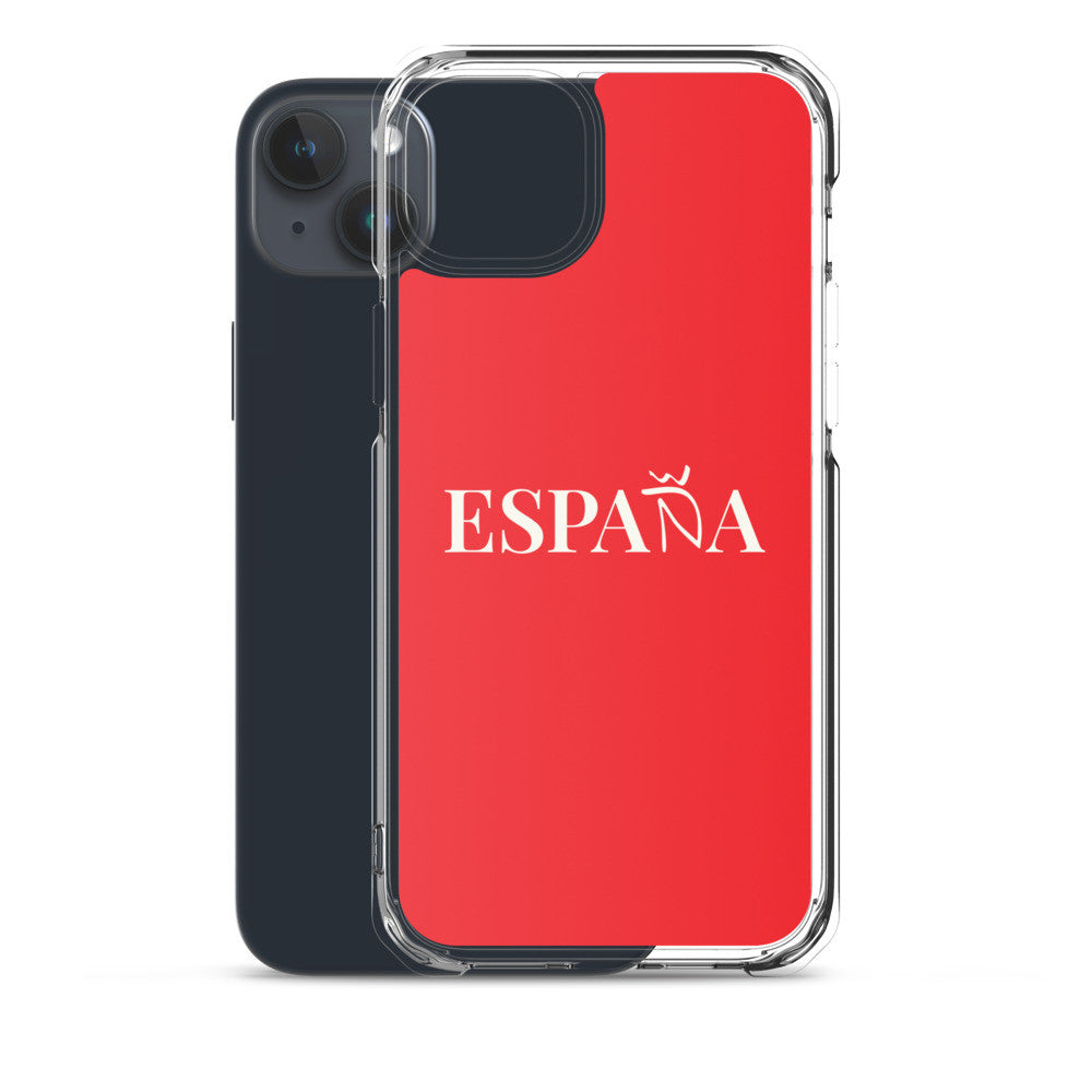 Carcasa transparente iPhone ESPAÑA de color rojo