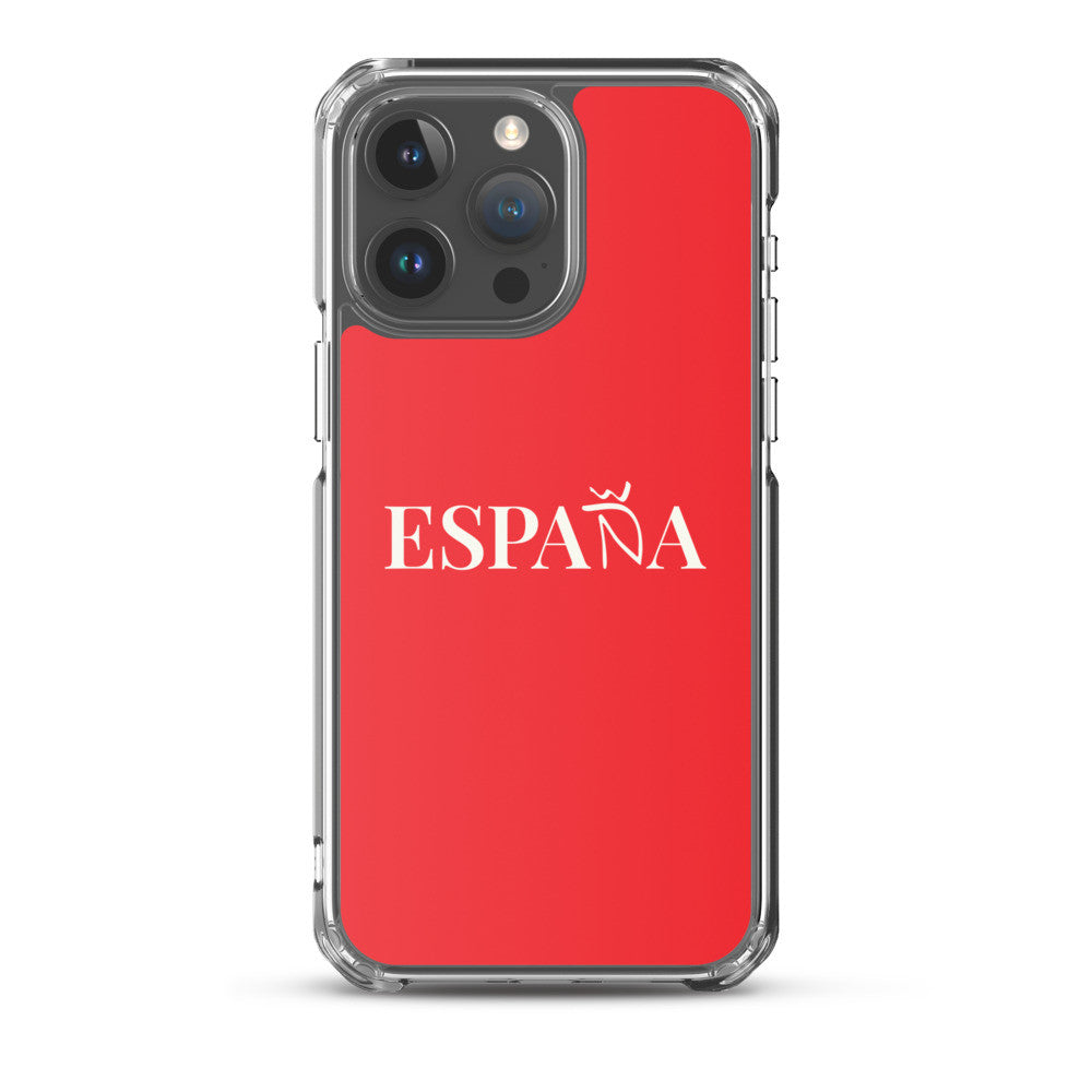 Carcasa transparente iPhone ESPAÑA de color rojo