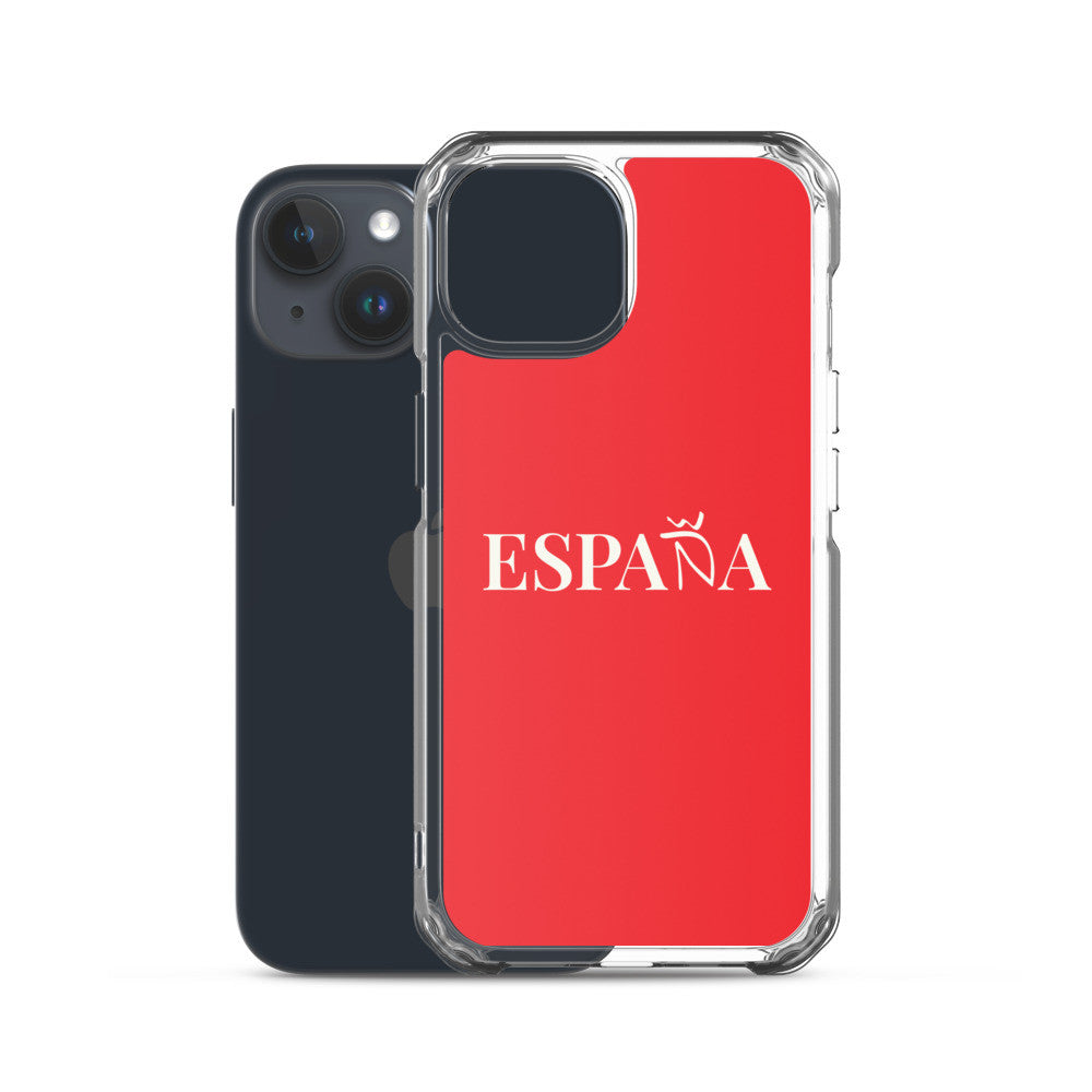 Carcasa transparente iPhone ESPAÑA de color rojo