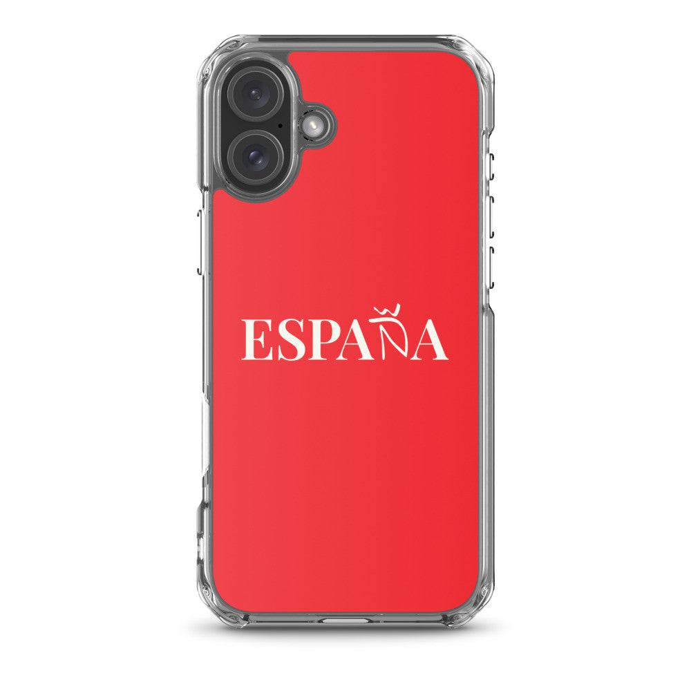 Carcasa transparente iPhone ESPAÑA de color rojo