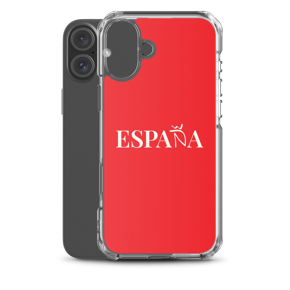 Carcasa transparente iPhone ESPAÑA de color rojo