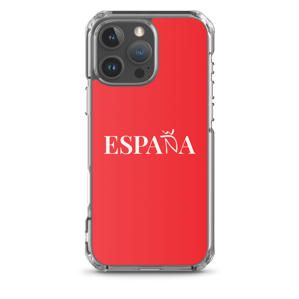 Carcasa transparente iPhone ESPAÑA de color rojo