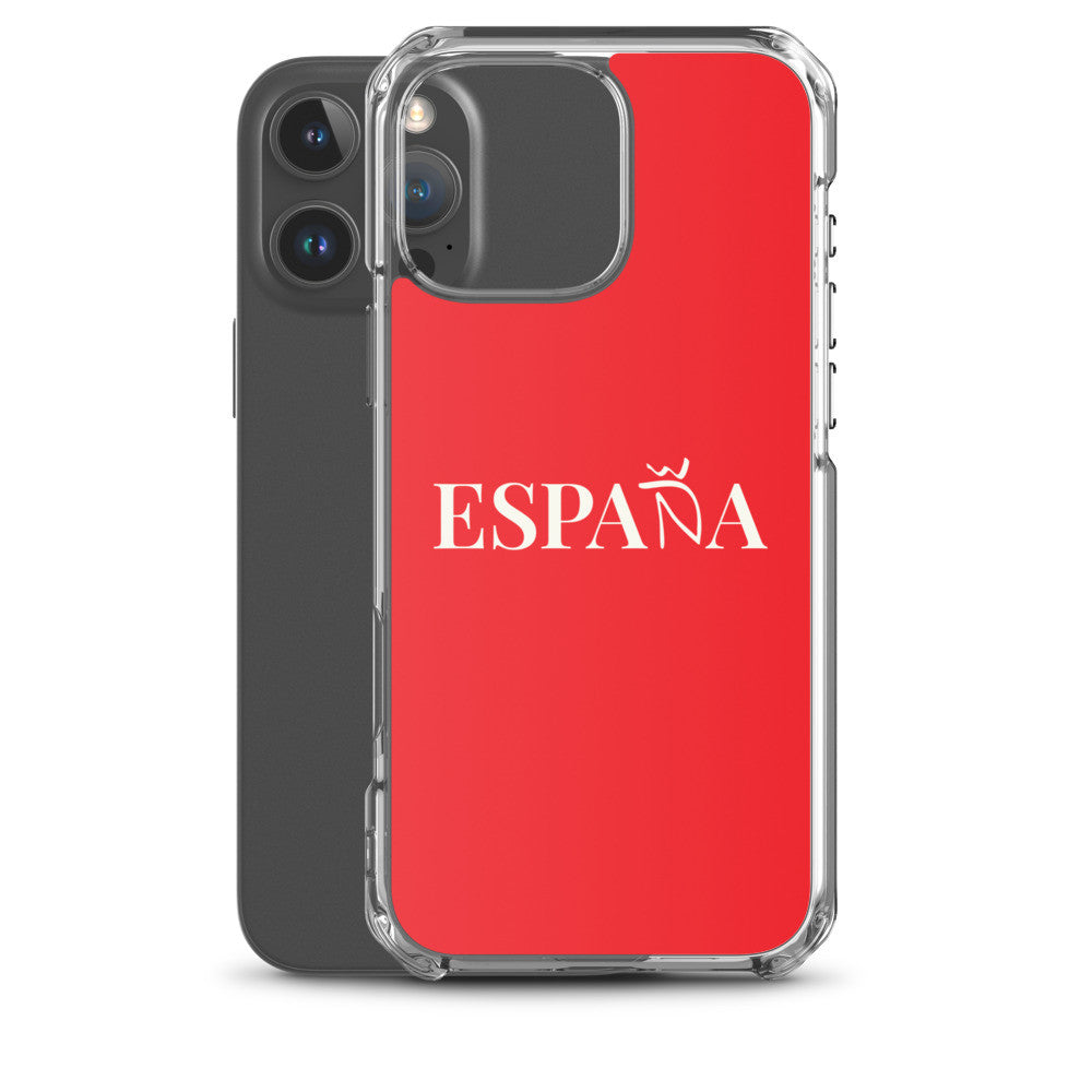 Carcasa transparente iPhone ESPAÑA de color rojo