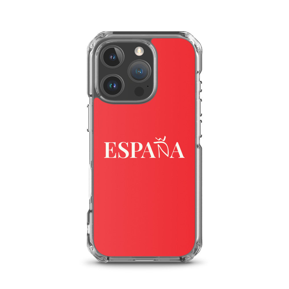 Carcasa transparente iPhone ESPAÑA de color rojo