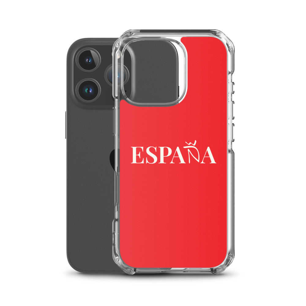 Carcasa transparente iPhone ESPAÑA de color rojo