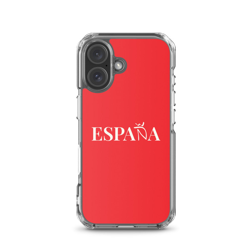 Carcasa transparente iPhone ESPAÑA de color rojo
