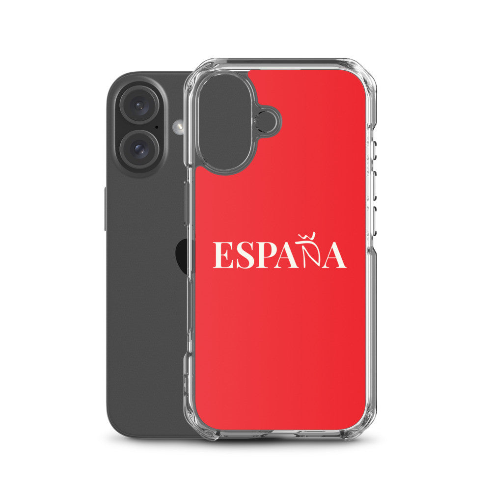 Carcasa transparente iPhone ESPAÑA de color rojo