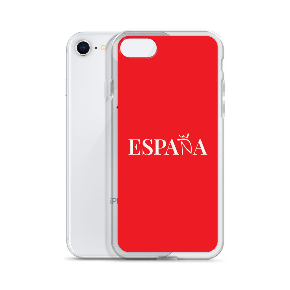 Carcasa transparente iPhone ESPAÑA de color rojo