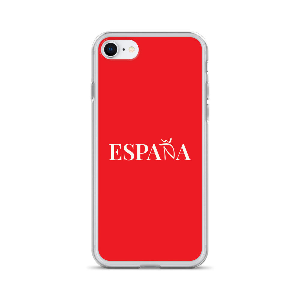 Carcasa transparente iPhone ESPAÑA de color rojo
