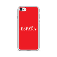 Carcasa transparente iPhone ESPAÑA de color rojo
