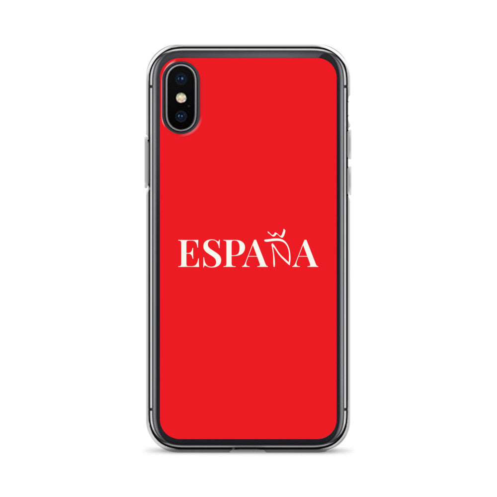 Carcasa transparente iPhone ESPAÑA de color rojo