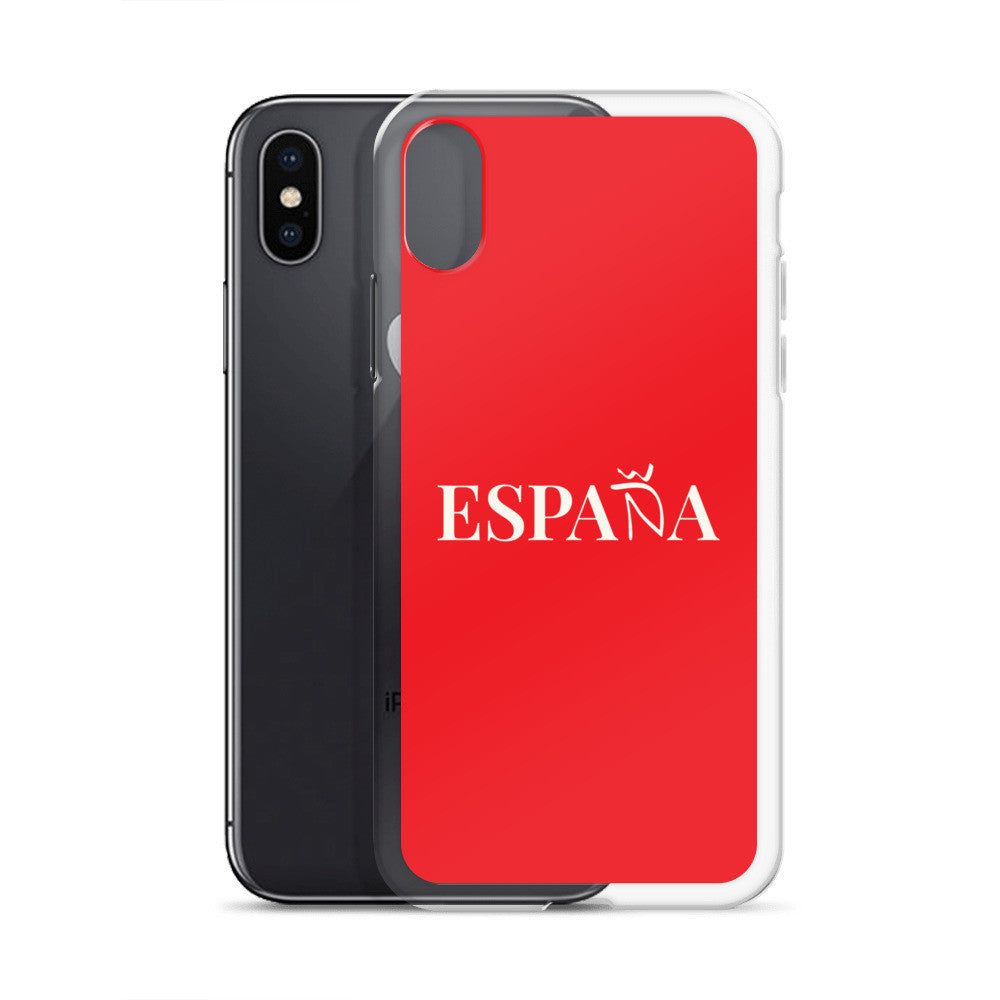 Carcasa transparente iPhone ESPAÑA de color rojo