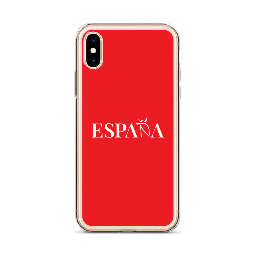 Carcasa transparente iPhone ESPAÑA de color rojo