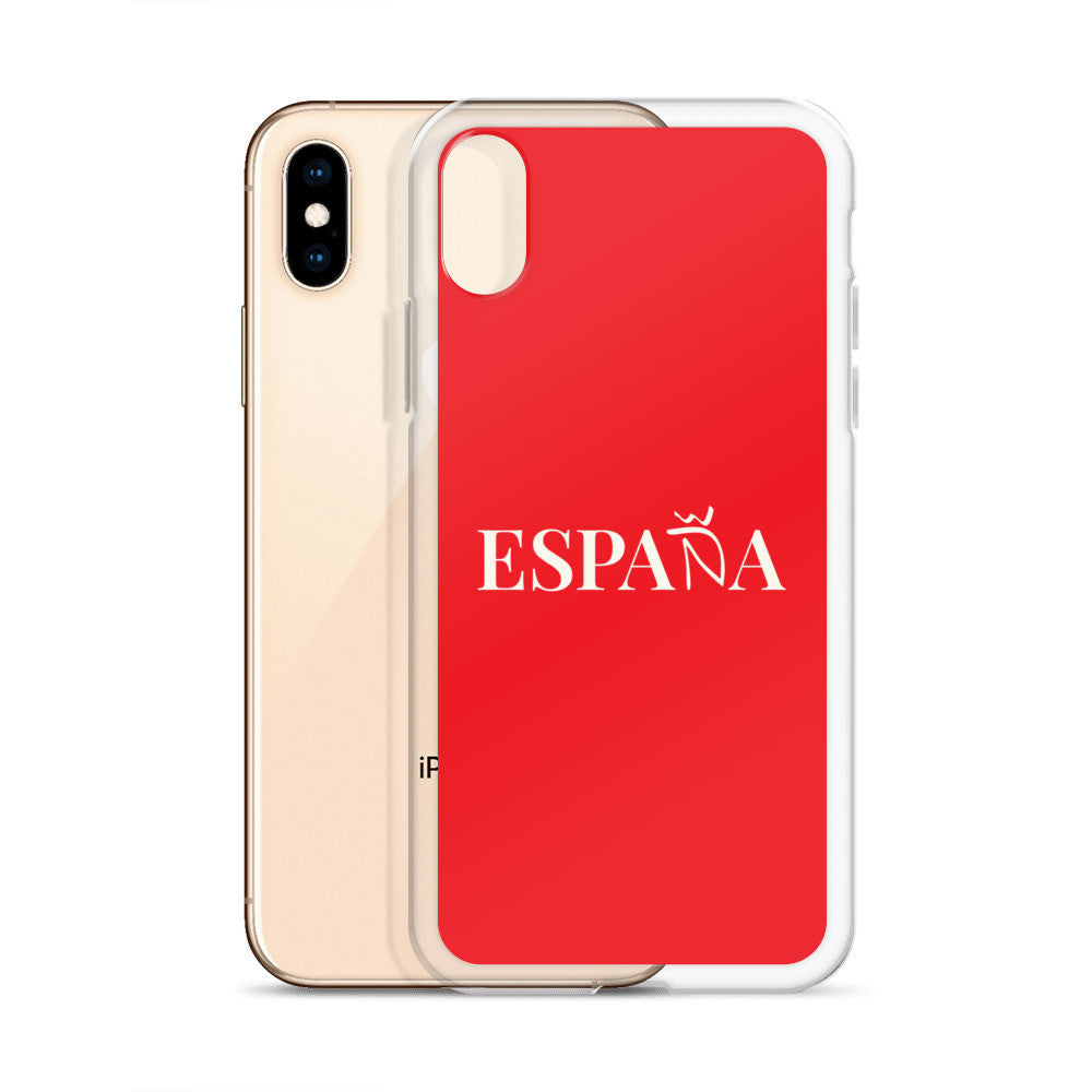 Carcasa transparente iPhone ESPAÑA de color rojo