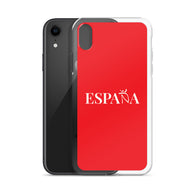 Carcasa transparente iPhone ESPAÑA de color rojo