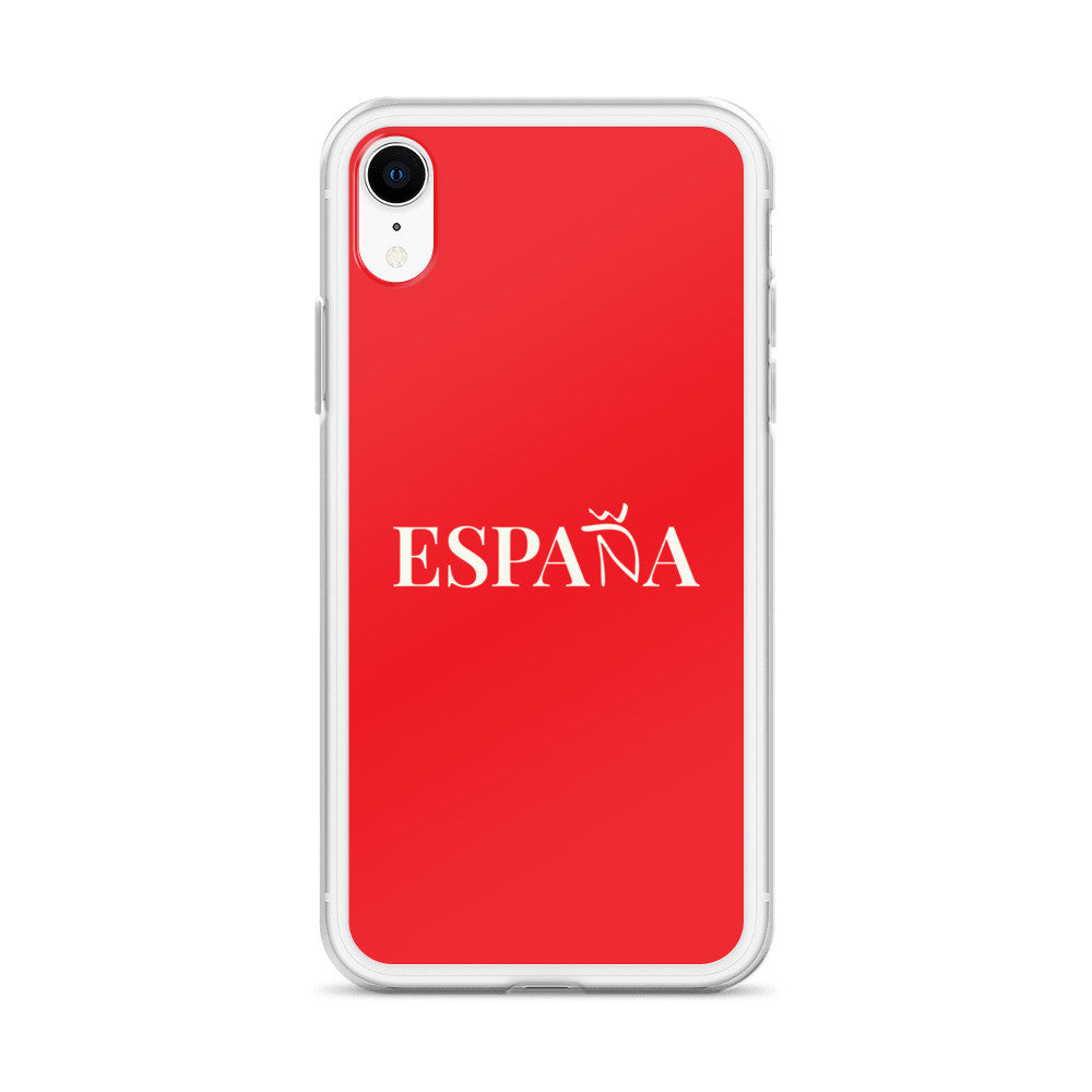 Carcasa transparente iPhone ESPAÑA de color rojo