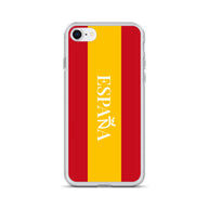 Carcasa transparente iPhone ESPAÑA con bandera y letra en blanco