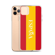 Carcasa transparente iPhone ESPAÑA con bandera y letra en blanco