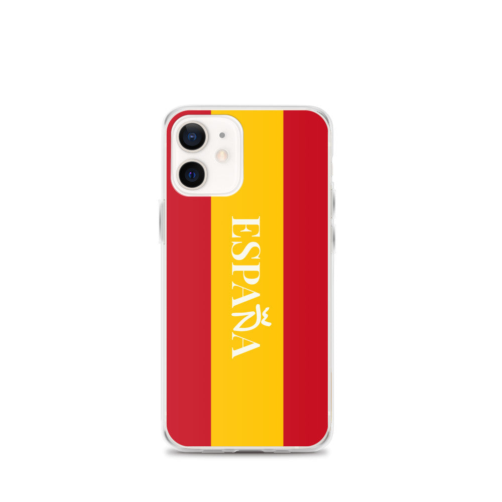 Carcasa transparente iPhone ESPAÑA con bandera y letra en blanco