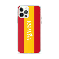 Carcasa transparente iPhone ESPAÑA con bandera y letra en blanco