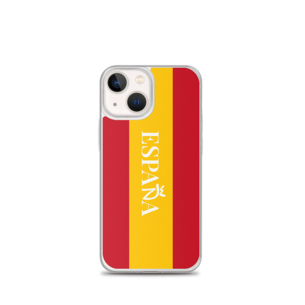 Carcasa transparente iPhone ESPAÑA con bandera y letra en blanco
