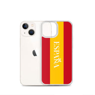 Carcasa transparente iPhone ESPAÑA con bandera y letra en blanco