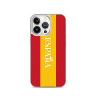 Carcasa transparente iPhone ESPAÑA con bandera y letra en blanco