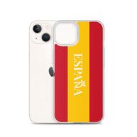 Carcasa transparente iPhone ESPAÑA con bandera y letra en blanco