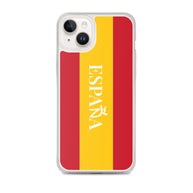 Carcasa transparente iPhone ESPAÑA con bandera y letra en blanco