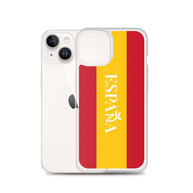 Carcasa transparente iPhone ESPAÑA con bandera y letra en blanco