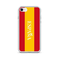 Carcasa transparente iPhone ESPAÑA con bandera y letra en blanco