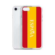 Carcasa transparente iPhone ESPAÑA con bandera y letra en blanco