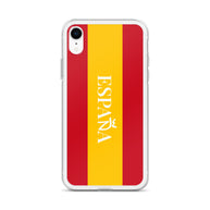 Carcasa transparente iPhone ESPAÑA con bandera y letra en blanco