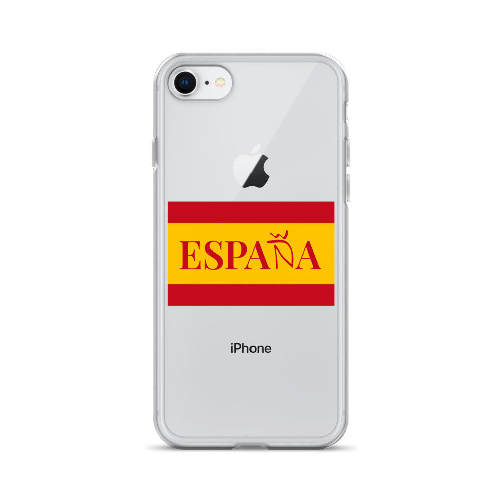 Carcasa transparente iPhone ESPAÑA con bandera pequeña
