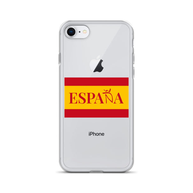 Carcasa transparente iPhone ESPAÑA con bandera pequeña